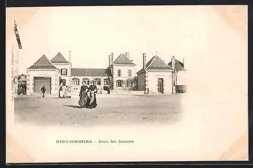 AK Méry-sur-Seine, École des Garcons