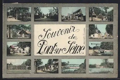 AK Pont-sur-Seine, Souvenir avec vues diverses du village et ses environs