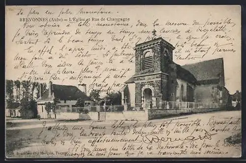 AK Brevonnes, L`Église et Rue de Champagne