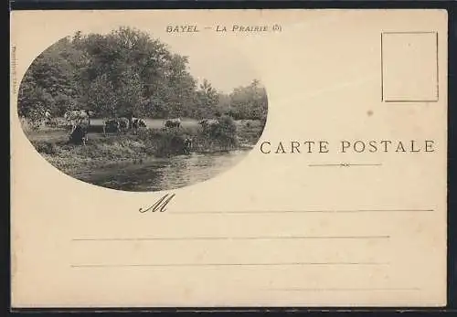 AK Bayel, La Prairie avec des vaches près de la rivière