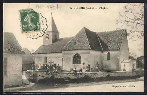 AK La Giberie, L`Église et le cimetière attenant