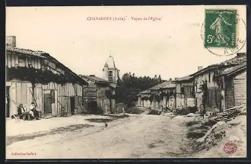 AK Chavanges, Vue de l`Église et des maisons de village