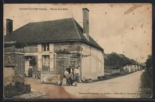 AK Champsicourt, Route principale et habitants devant une maison