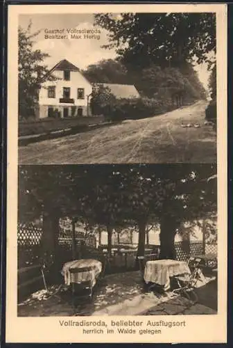 AK Vollradisroda, Gasthof, Bes. Max Hertig, Garten
