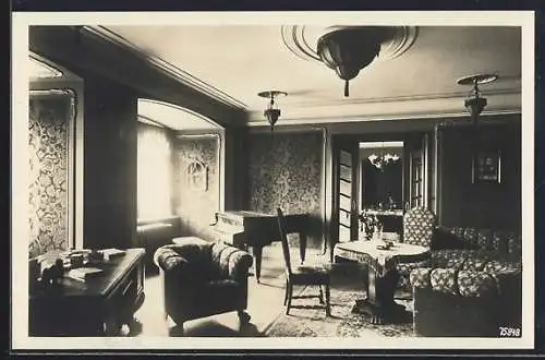 AK Tonndorf, Schloss, Salon mit Piano