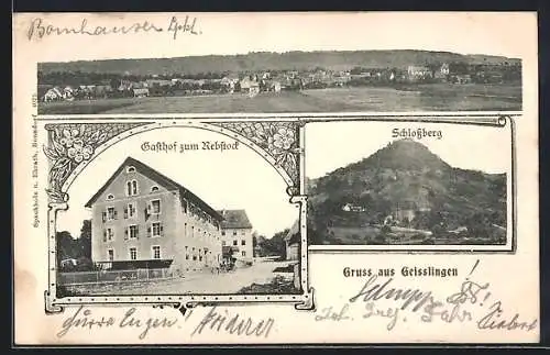 AK Geisslingen / Klettgau, Gasthof zum Rebstock, Schlossberg und Totalansicht