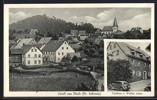 AK Plech /Fr. Schweiz, Gasthaus zum Weissen Lamm, Ortsansicht