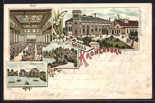 Lithographie Kronenburg, Restaurant, Saal, Grotte