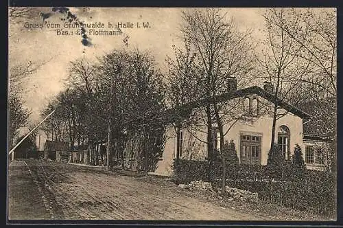 AK Halle i. W., Gasthaus Grünenwalde, Bes. Fr. Flottmann