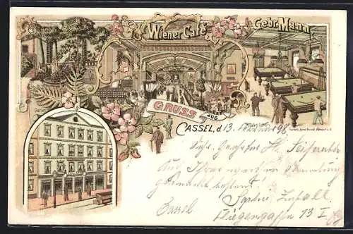 Lithographie Cassel, Wiener Cafe, Besitzer Gebr. Mann