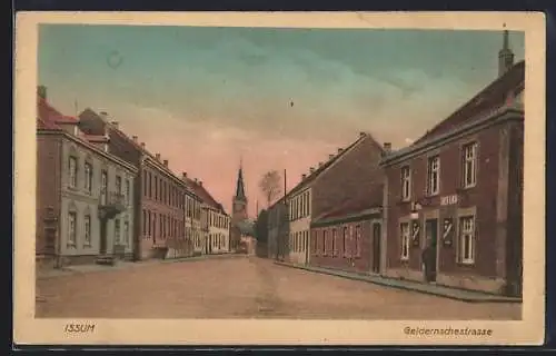 AK Issum, Geldernschestrasse mit Blick auf die Kirche