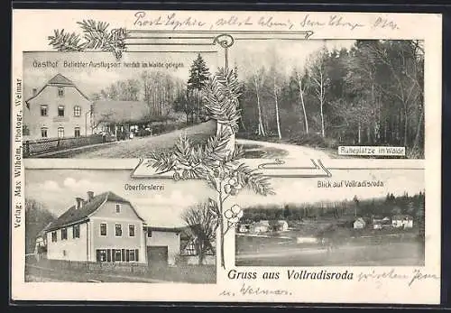 AK Vollradisroda, Gasthof und Oberförsterei