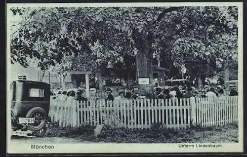 Mondschein-AK München / Bad Berka, Gasthaus München am Reichsehrenhain, Unterm Lindenbaum