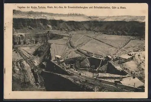 AK Bergheim / Erft, Grube Fortuna, Tagebau der Act.Ges. für Braunkohlenbergbau und Brikettfabrikation