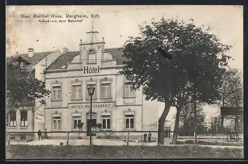 AK Bergheim /Erft, Hotel-Restaurant zum Bahnhof, Bes. Barthel Haas