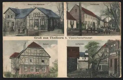 AK Thalborn, Gemeinde-Gasthaus, Dorfstrasse, Schulgebäude