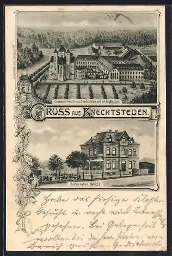 AK Knechtsteden, Gesamtansicht aus der Vogelschau, Restauration Hardt