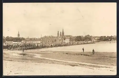 Foto-AK Mülheim a. Rhein, Schiffbrücke im Jahr 1927