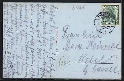 AK Guxhagen-Breitenau, Post mit Durchblick auf Kirche