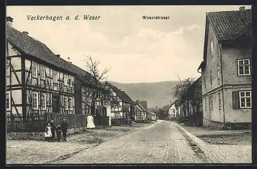 AK Veckerhagen a. d. Weser, Partie in der Weserstrasse