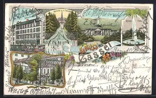 Lithographie Cassel, Hotel & Restaurant Maus, Bes. P. Weisenfeld, Herkules