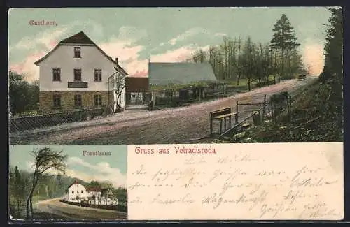 AK Volradisroda, Strassenpartie am Gasthaus, Forsthaus