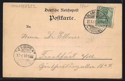 Lithographie Saalborn b. Bad Berka, Restaurant Polka-Neusaalborn, Ortsansicht aus der Vogelschau