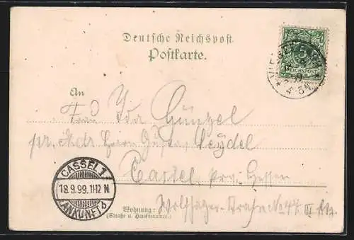 Lithographie Vieselbach, Gasthof zum Burghof v. Friedr. Kittel