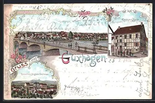 Lithographie Cuxhaven, Gasthaus Bonn, Corrections-Anstalt und Flusspartie