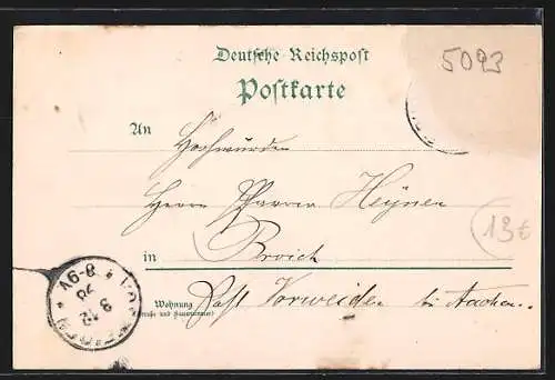 Lithographie Burscheid / Rheinl., Gasthaus Bergischer Hof, St. Laurentius-Kirche