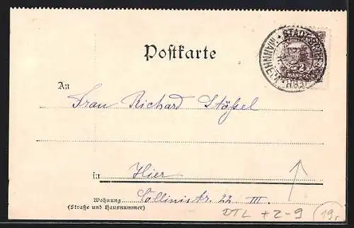 AK Mannheim, Gasthof mit Anlagen, Briefmarke und Stempel der Privaten Stadtpost
