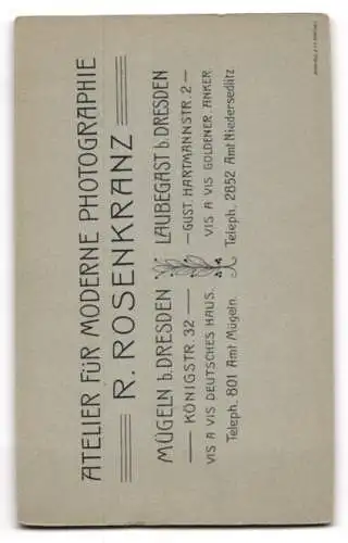Fotografie R. Rosenkranz, Mügeln bei Dresden, Königstr. 32, Porträt eines eleganten Herrn