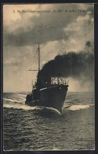 AK Hochseetorpedoboot G 132 in voller Fahrt