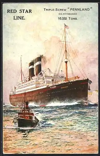 AK Passagierschiff Pennland in voller Fahrt, Triple-Screw, Red Star Line