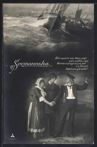 AK Seemannslos, Still rauscht das Meer..., Matrose und Magd