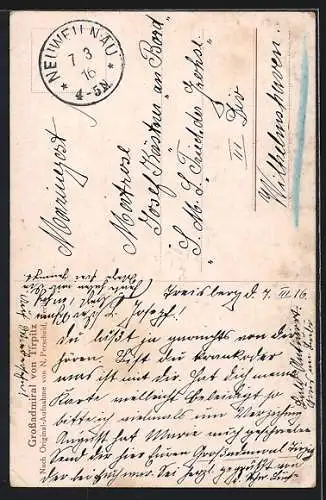 AK Grossadmiral von Tirpitz in Uniform mit Orden