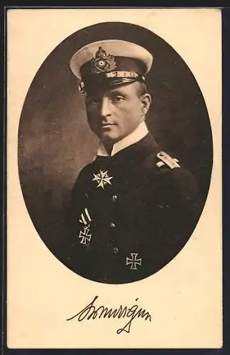 AK Kapitänleutnant Weddigen in Uniform mit Orden