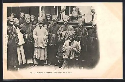 AK Hanoi, Notables en Prière, Priester, asiatische Volkstypen