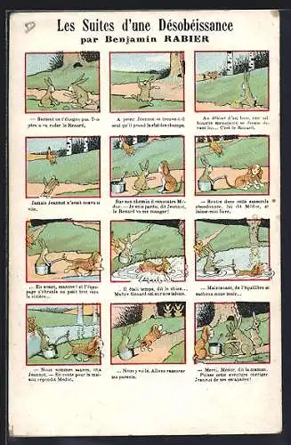 Künstler-AK sign. Benjamin Rabier: Les Suites d`une Désobéissance