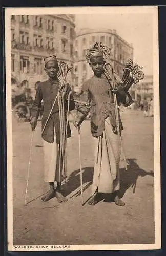 AK Walking Stick Sellers, Indische Jungen verkaufen Spazierstöcke