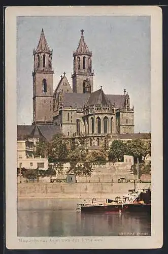 AK Magdeburg, Dom von der Elbe aus