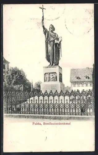 AK Fulda, Blick auf das Bonifaciusdenkmal