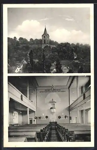 AK Reihen /Sinsheim, Evangelische Kirche mit Innenansicht