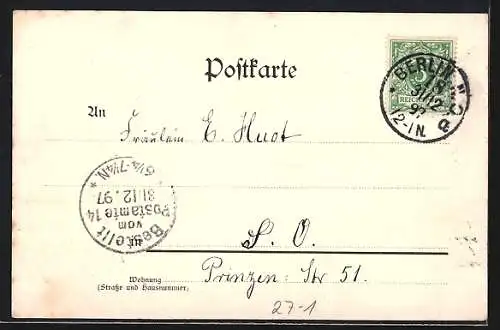 AK Text zum Tirollerlied, Wanderer mit Geweher und Flagge