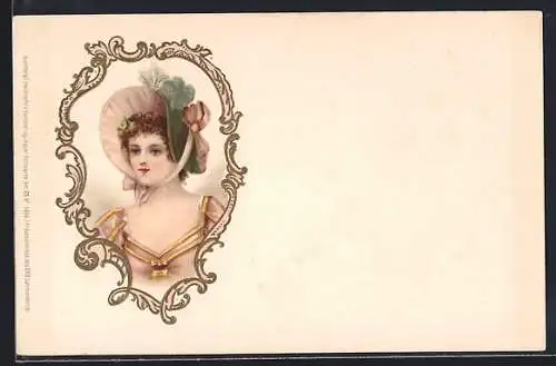 AK Dame mit Biedermeier-Haube
