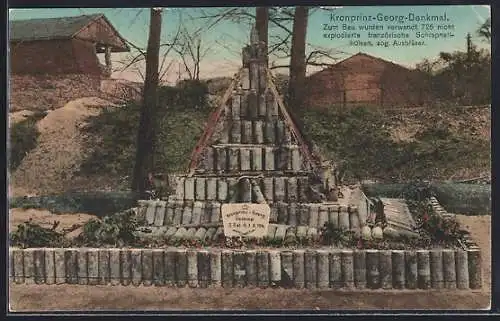 AK Kronprinz-Georg-Denkmal aus französischen Schrapnellhülsen
