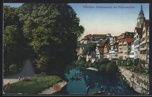 AK Tübingen, Neckaransicht mit Platanenallee