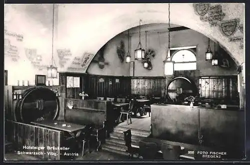 AK Schwarzach /Vlbg, Restaurant Hofsteiger Bräukeller, Innenansicht