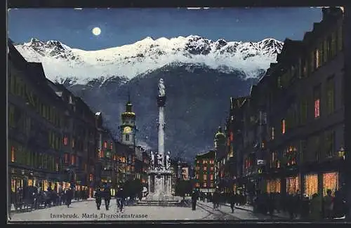 AK Innsbruck, Maria Theresienstrasse mit Denkmal
