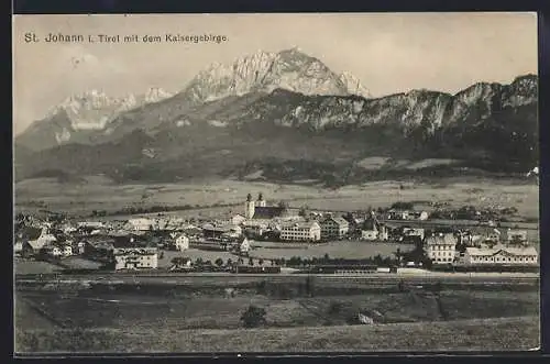 AK St. Johann, Ortsansicht mit Kaisergebirge